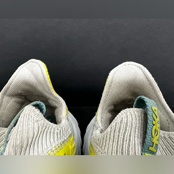 Hoka One One Carbon X 3 White Neon Yellow Athletic Running Shoes Women Size 6.5B - Picture 9 of 10